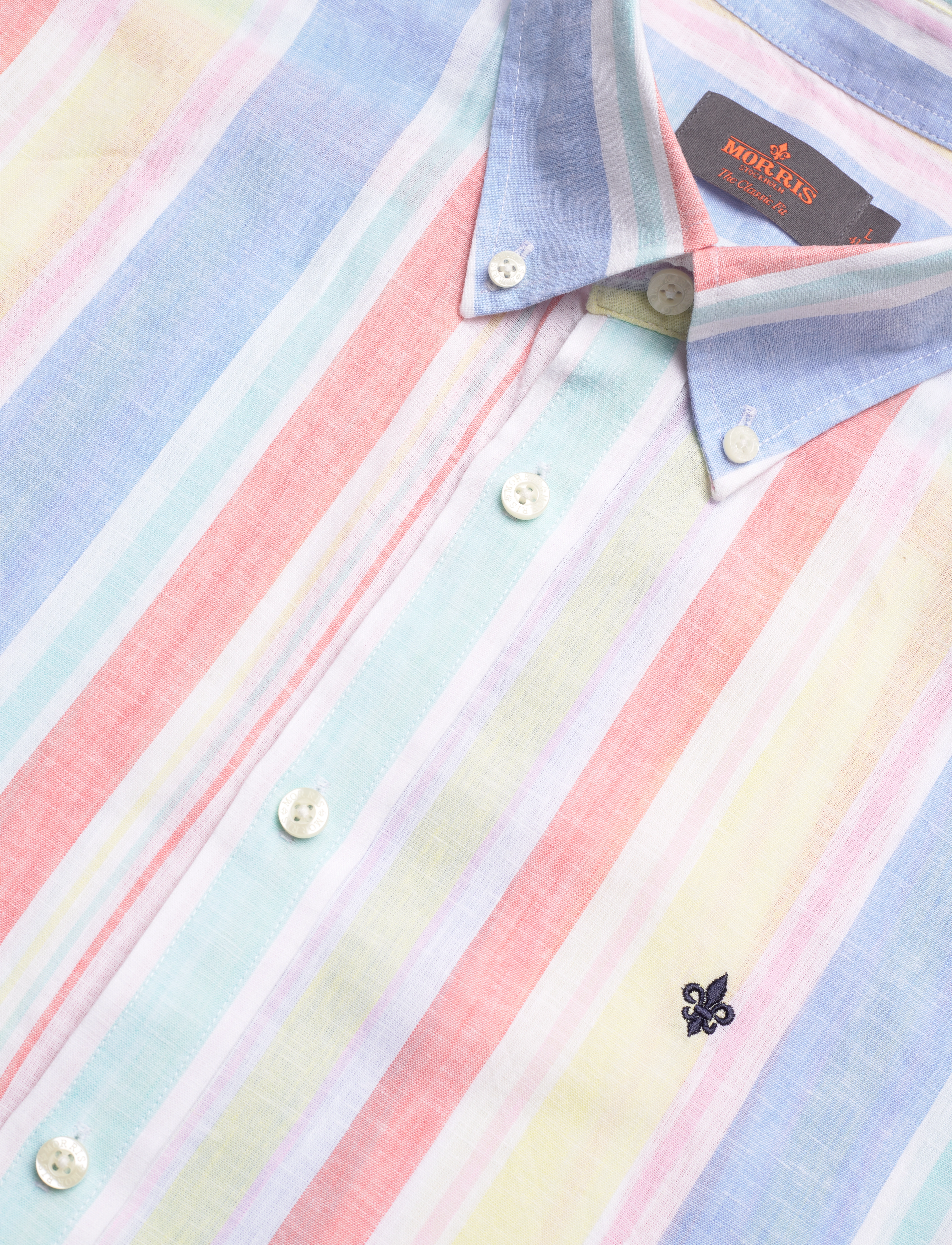 Morris - Happy Linen Stripe Shirt-Classic Fit - triibulised särgid - yellow - 3