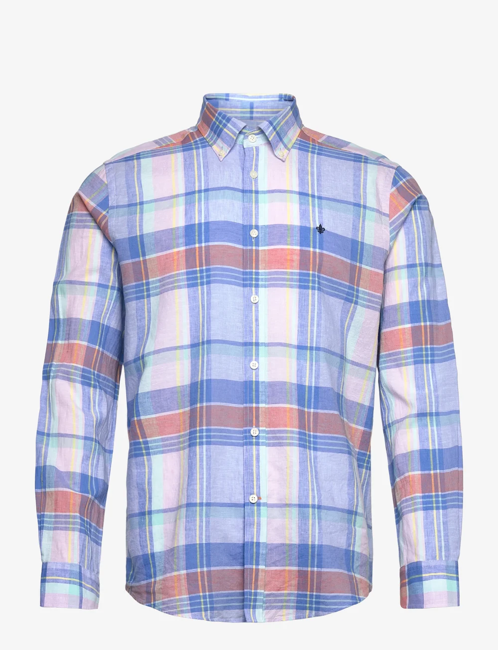 Morris - Happy Linen Check Shirt-Classic Fit - checkered shirts - light blue - 0