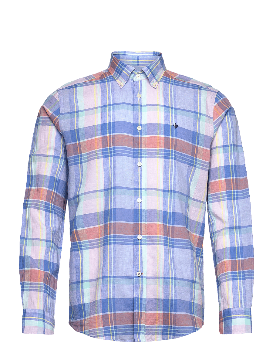 Morris - Happy Linen Check Shirt-Classic Fit - chemises à carreaux - light blue - 0
