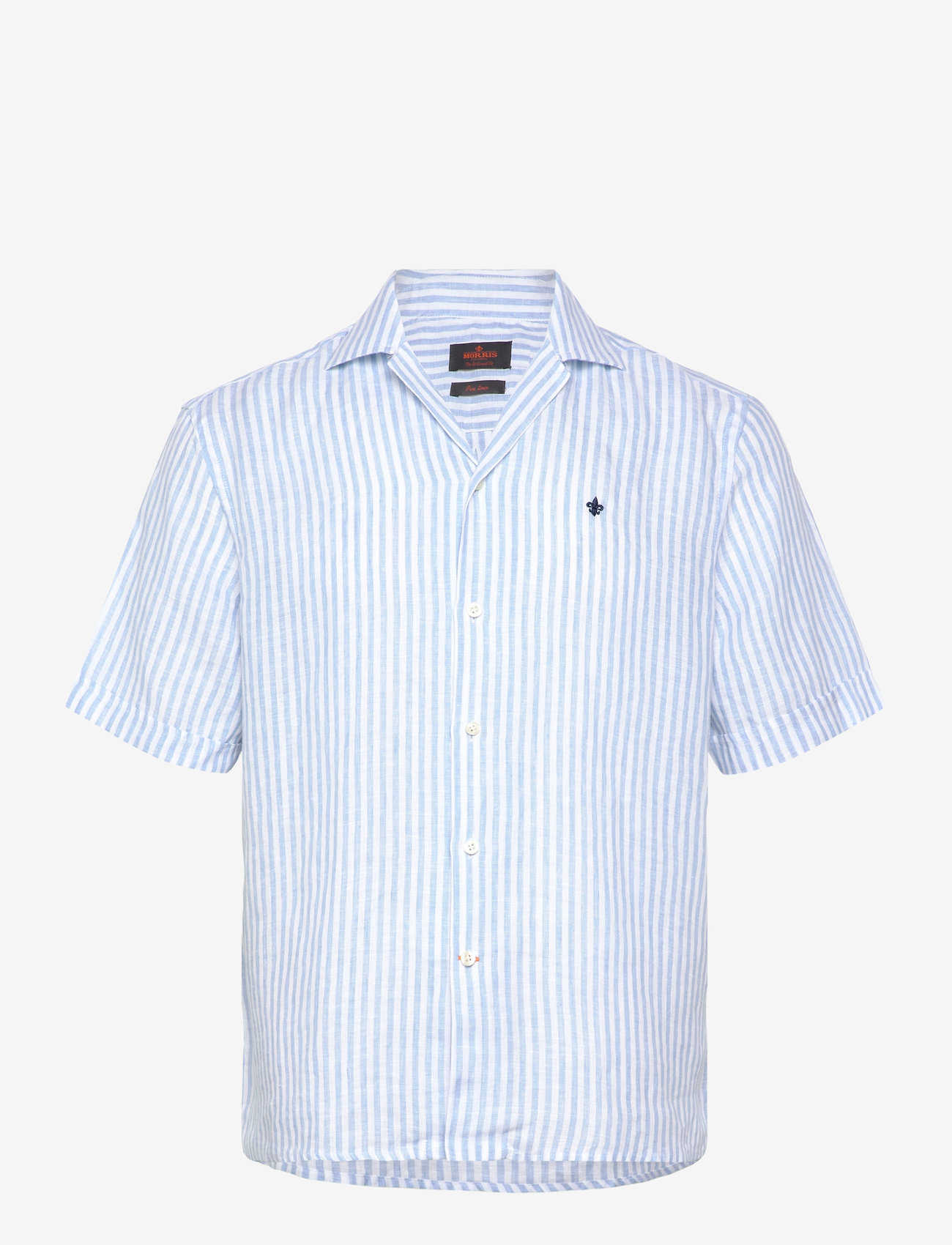 Morris - Resort Linen SS Shirt-Relaxed Fit - lina krekli - blue - 0