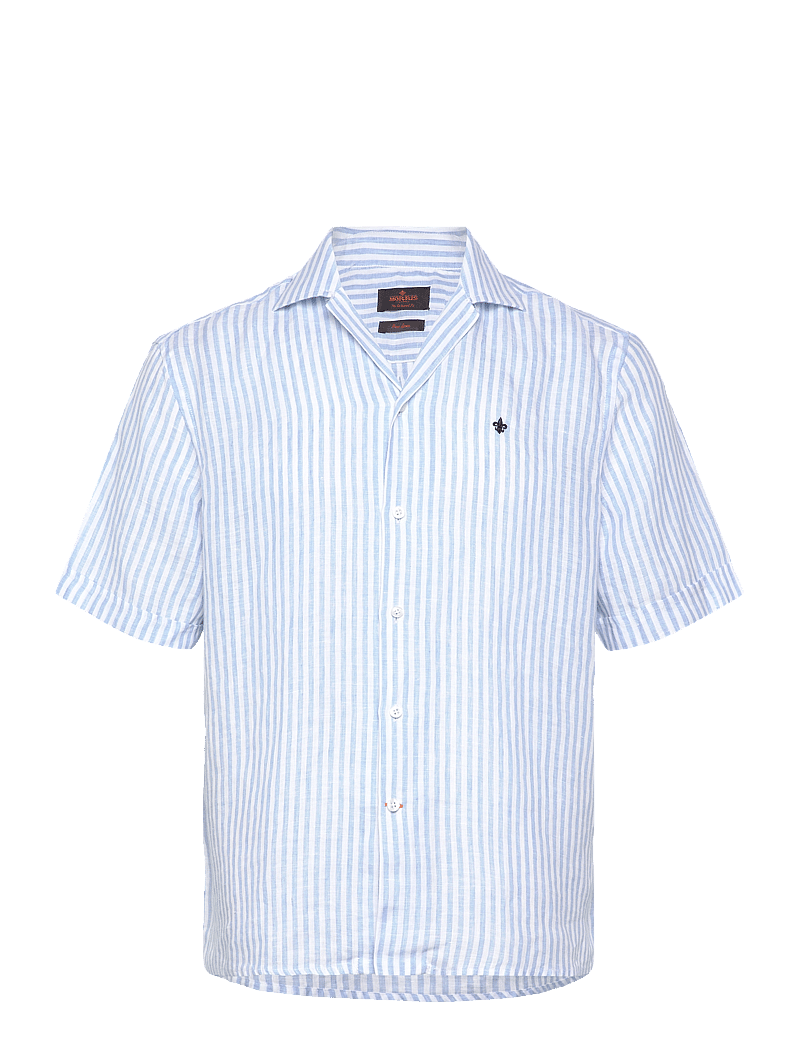 Morris - Resort Linen SS Shirt-Relaxed Fit - lina krekli - blue - 0
