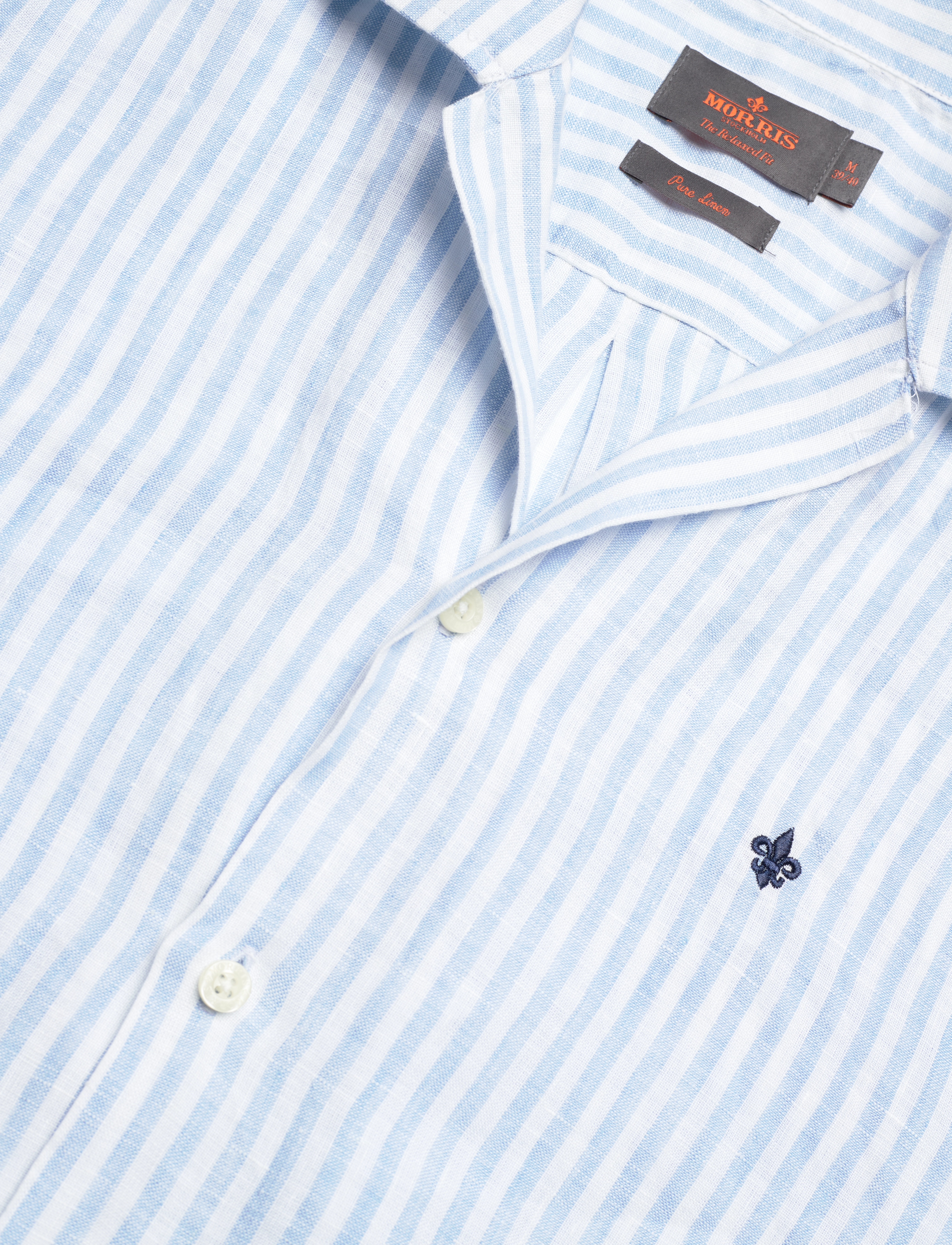 Morris - Resort Linen SS Shirt-Relaxed Fit - blue - 3