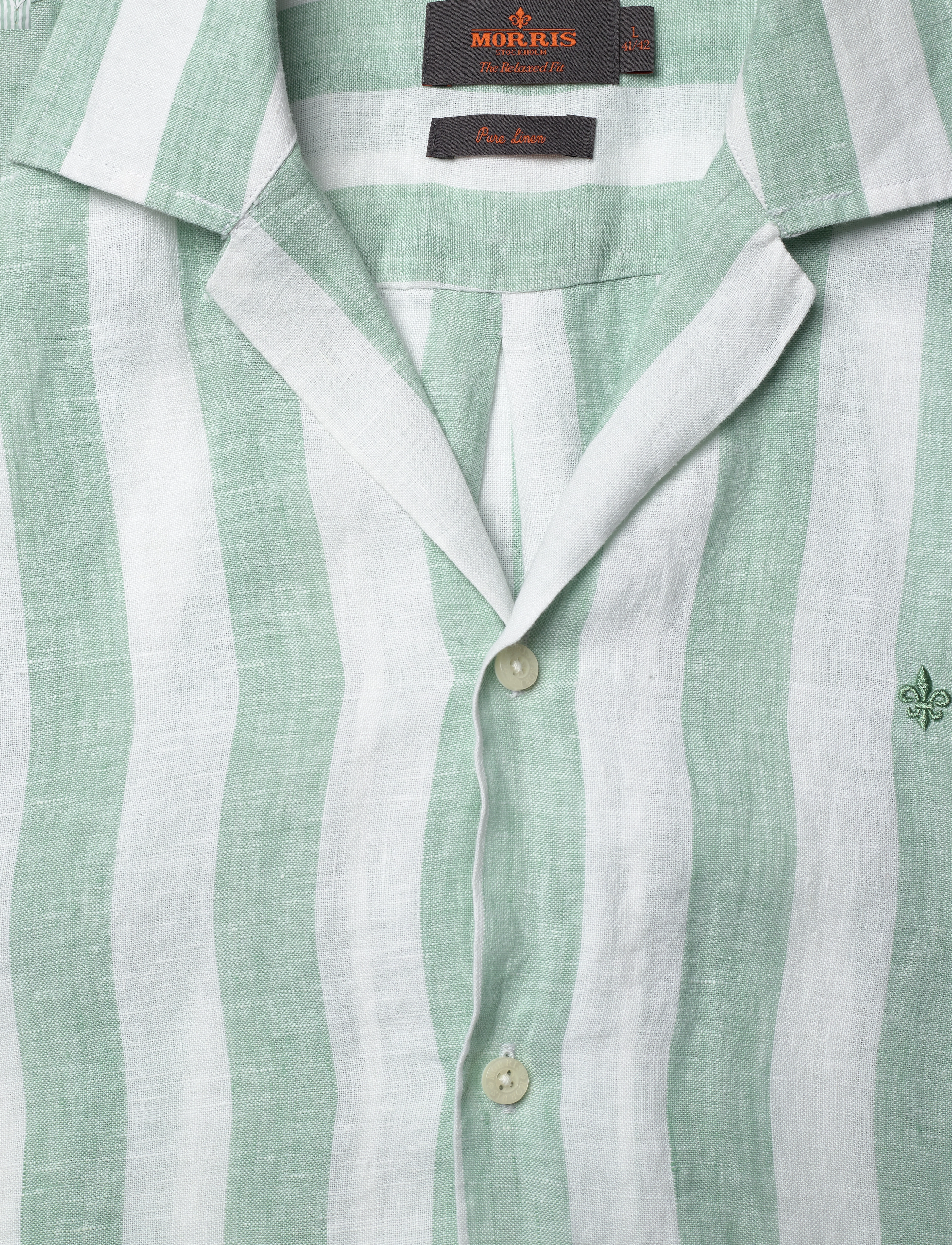 Morris - Resort Linen SS Shirt-Relaxed Fit - green - 2