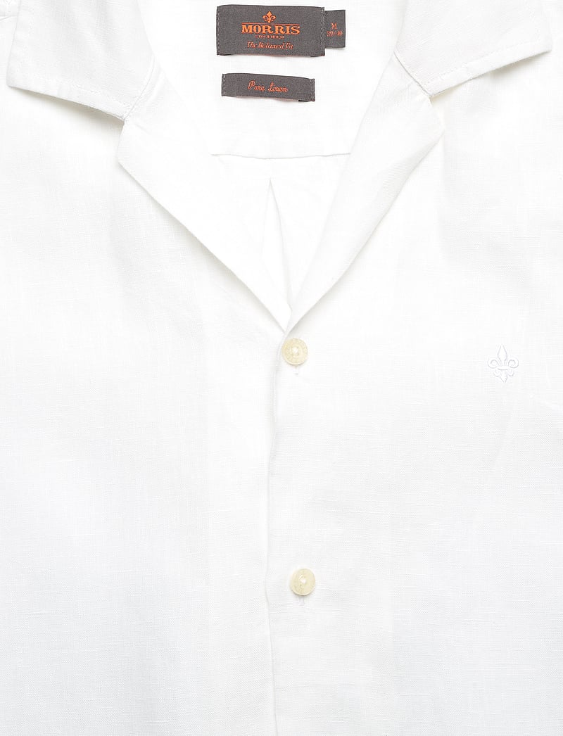 Morris - Resort Linen SS Shirt-Relaxed Fit - hørskjorter - white - 2