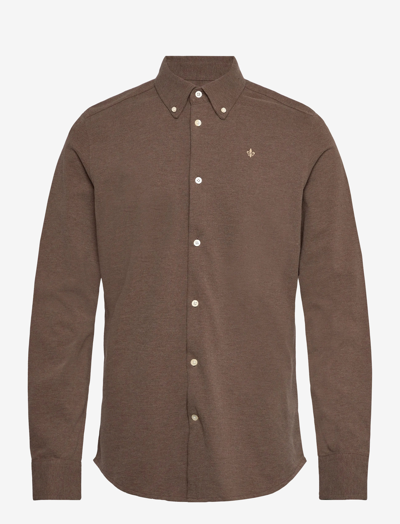 Morris - Camden Piqué Shirt - basic skjorter - brown - 1