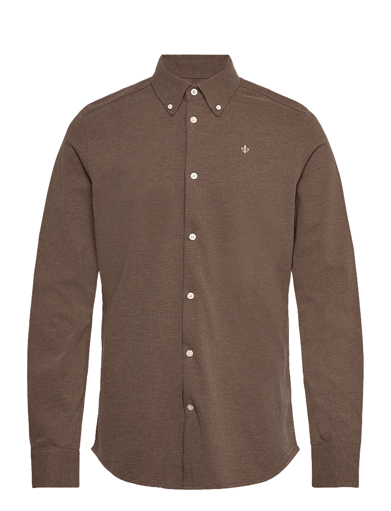 Morris - Camden Piqué Shirt - tavalised t-särgid - brown - 1