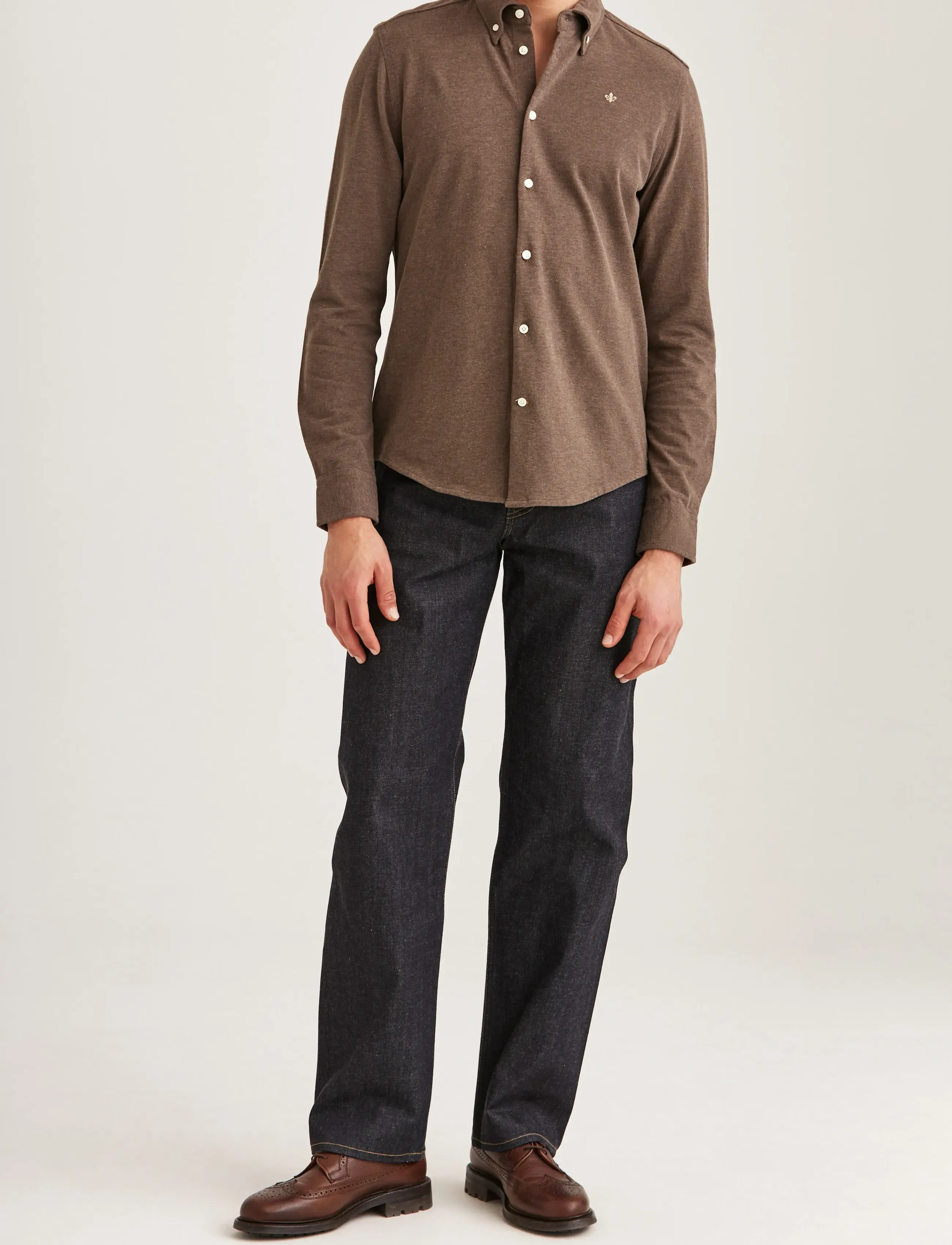 Morris - Camden Piqué Shirt - ametlikud särgid - brown - 3