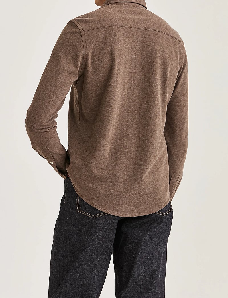 Morris - Camden Piqué Shirt - tavalised t-särgid - brown - 4