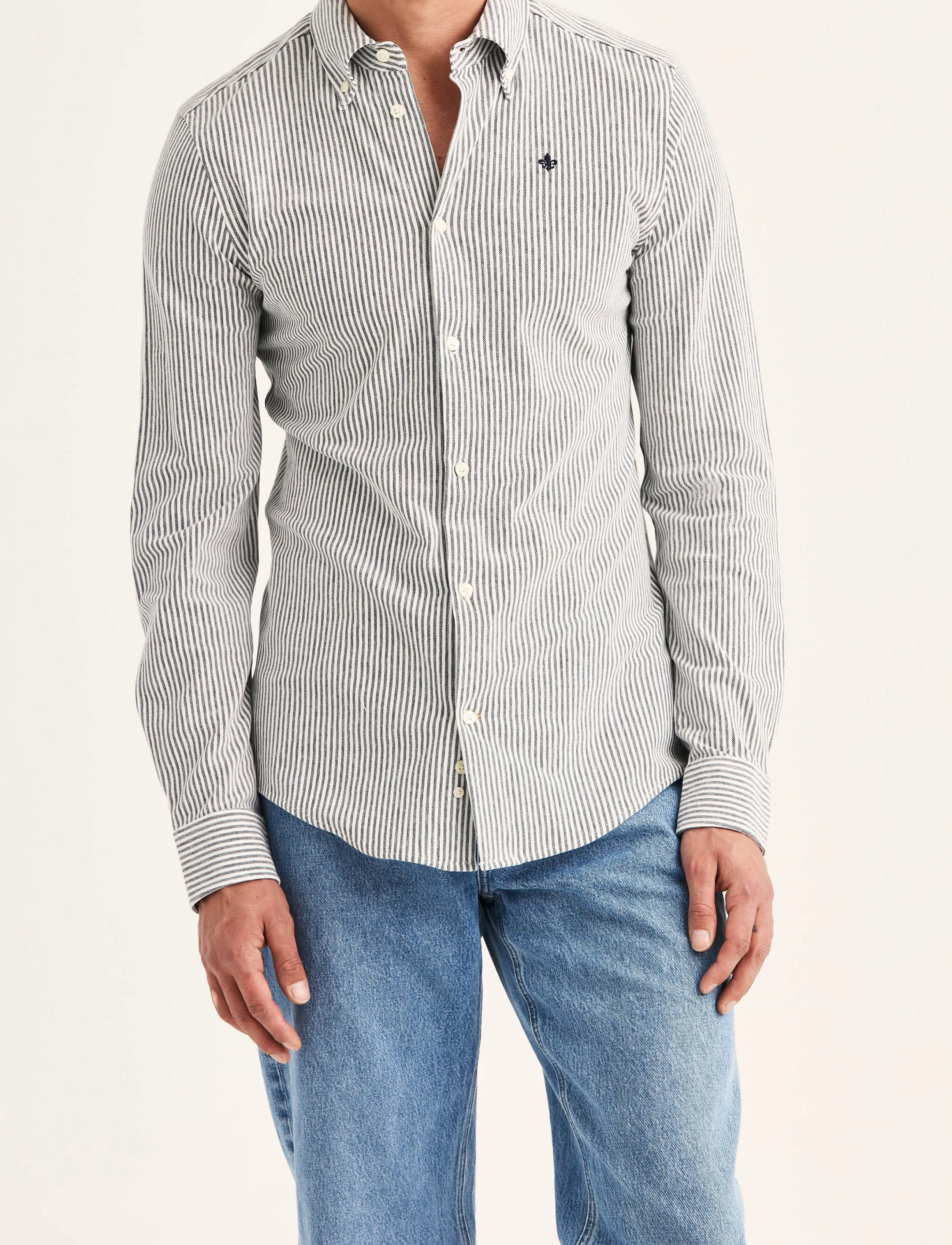Morris - Camden Piqué Shirt - formelle skjorter - navy - 5