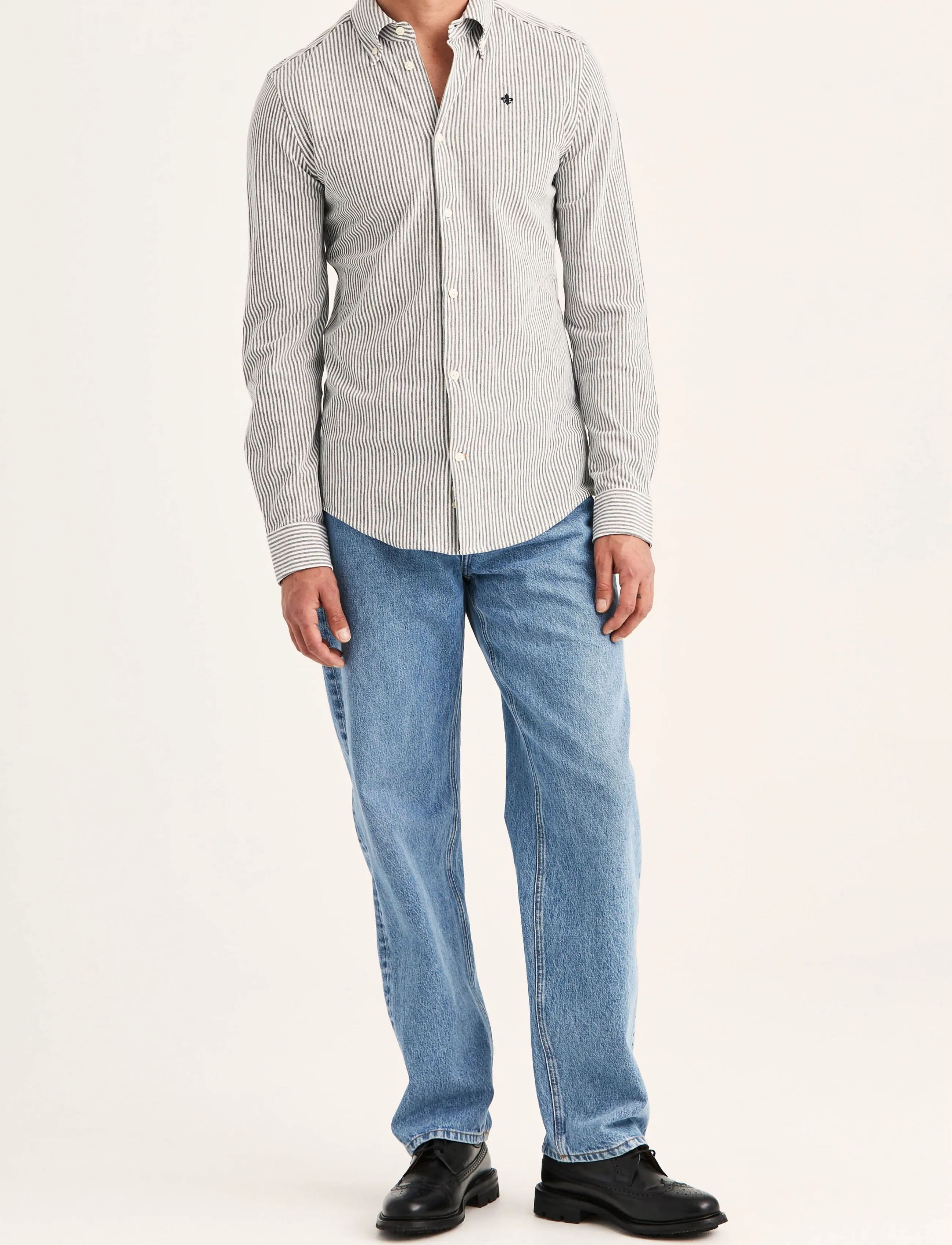 Morris - Camden Piqué Shirt - formelle skjorter - navy - 3