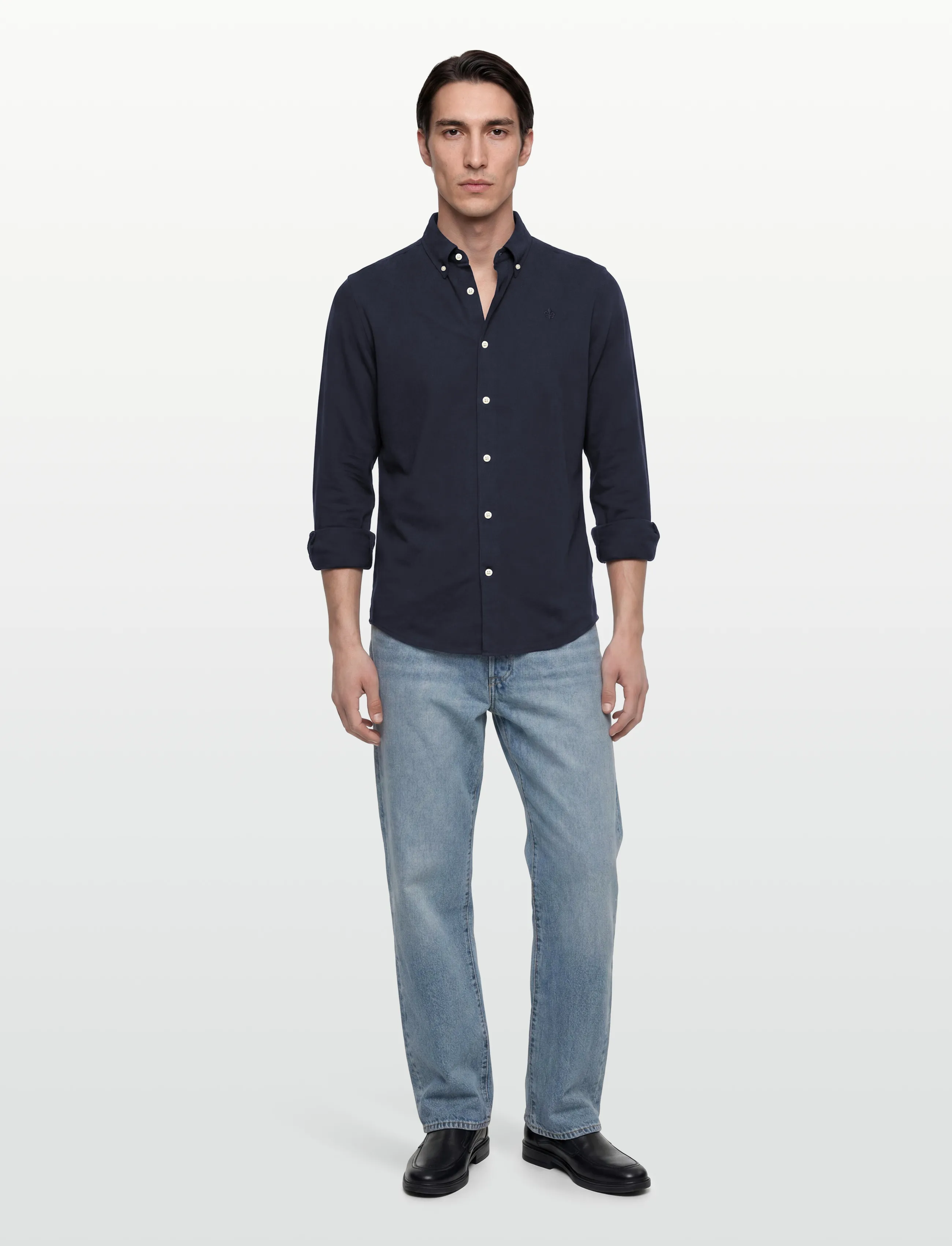Morris Camden Piqué Shirt - Meestele - OLD BLUE / navy