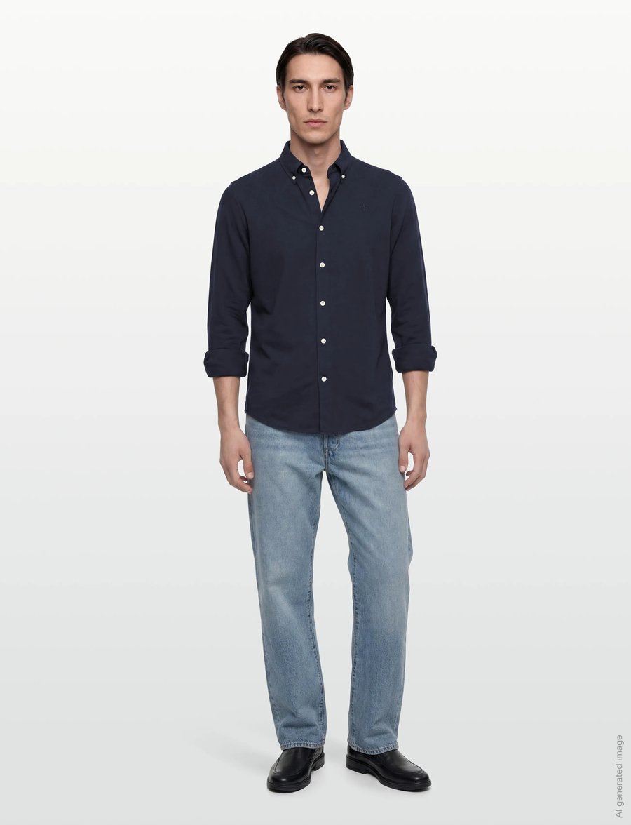 Morris - Camden Piqué Shirt - kostymskjortor - old blue - 0