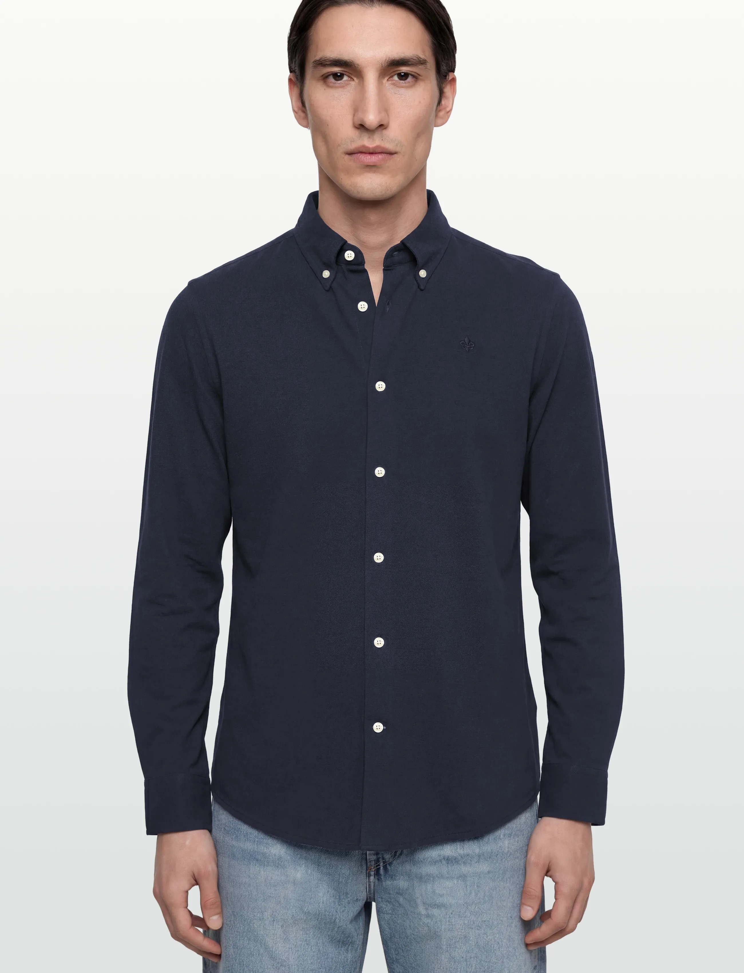 Morris - Camden Piqué Shirt - kostymskjortor - old blue - 3