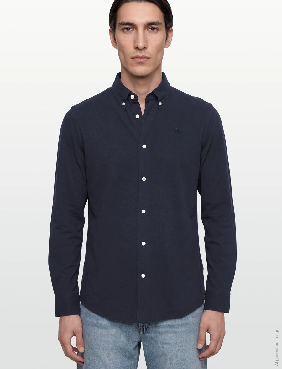 Morris - Camden Piqué Shirt - kostymskjortor - old blue - 3