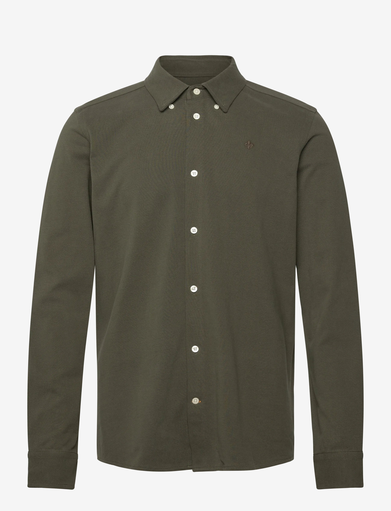 Morris - Camden Piqué Shirt - formelle skjorter - olive - 1
