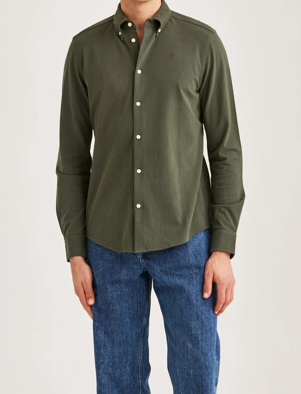 Morris - Camden Piqué Shirt - basic skjortor - olive - 0