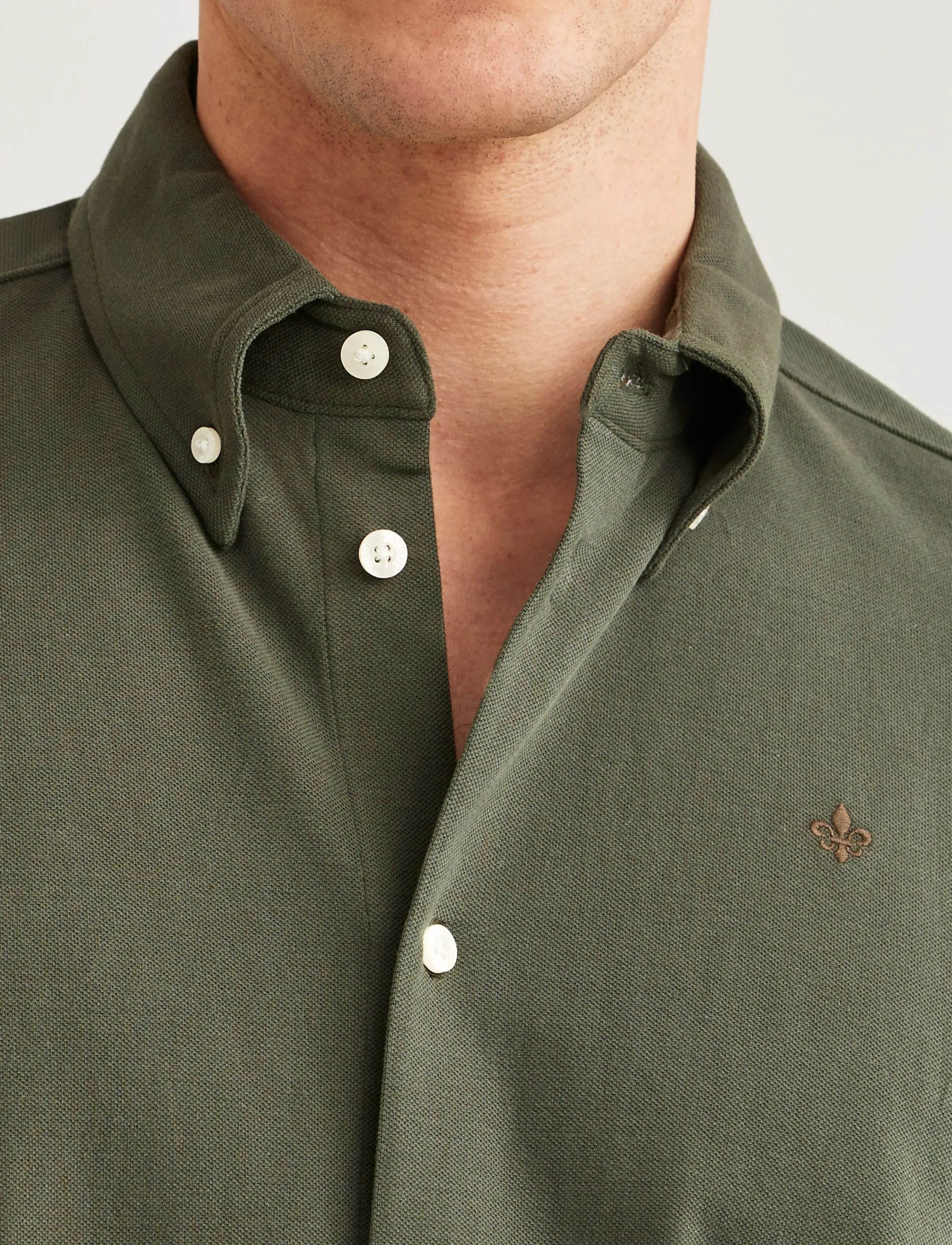 Morris - Camden Piqué Shirt - formal shirts - olive - 5