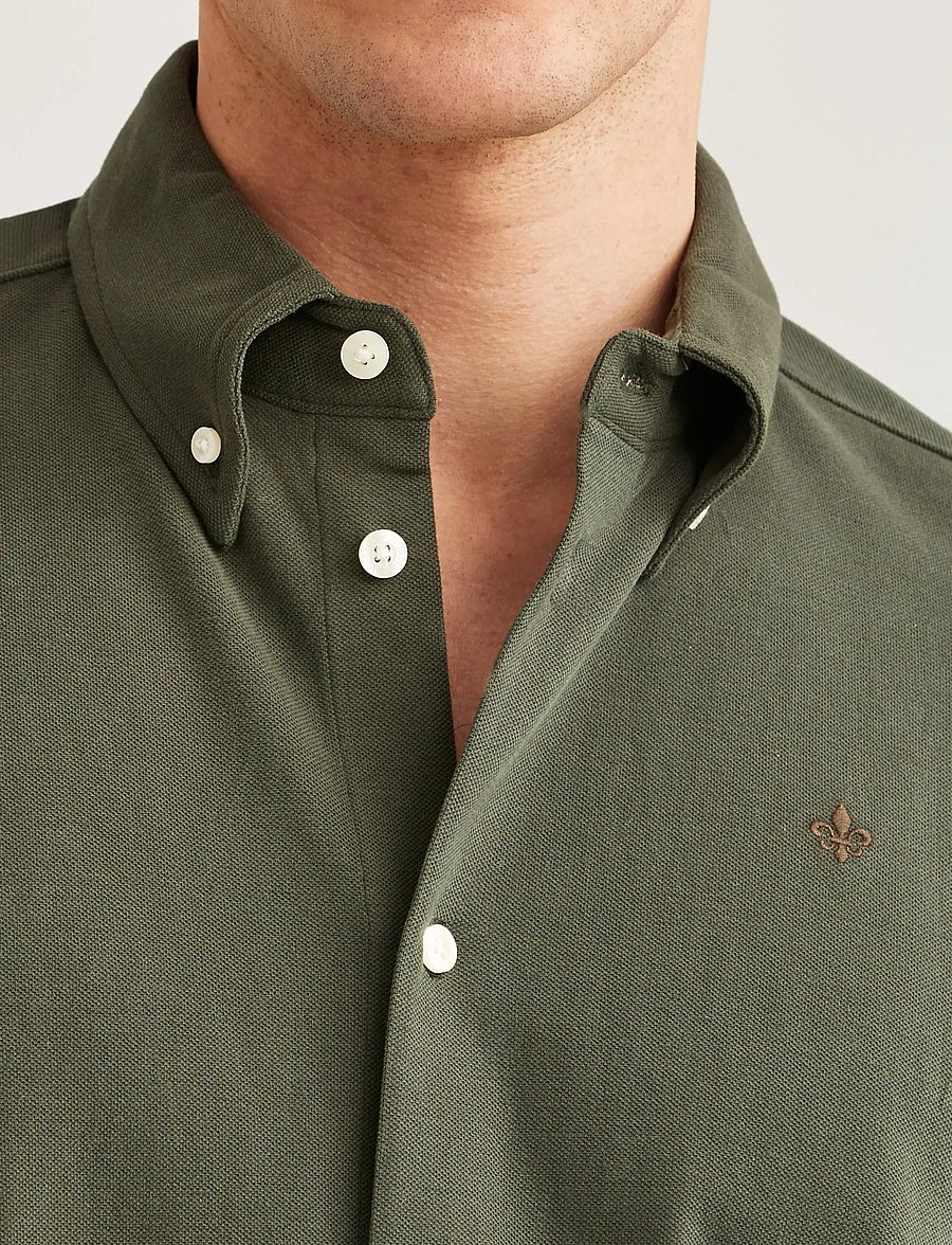 Morris - Camden Piqué Shirt - formal shirts - olive - 5