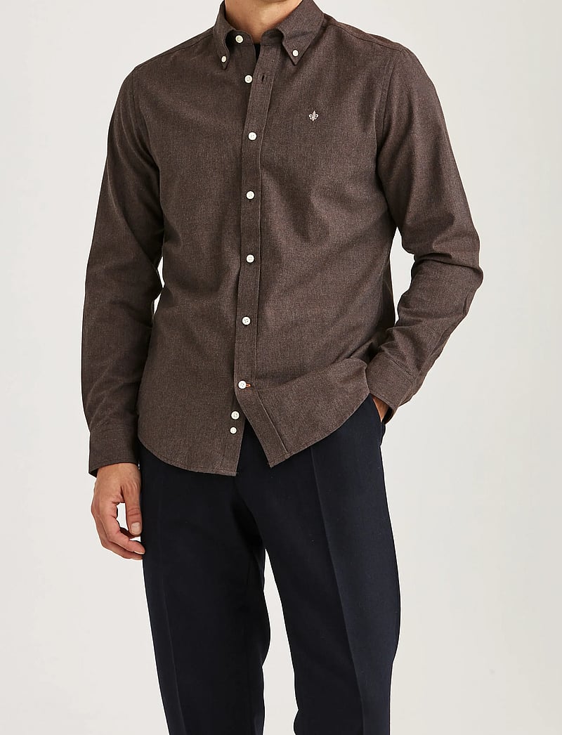 Morris - Watts Flannel Shirt-Slim Fit - basic-hemden - brown - 0