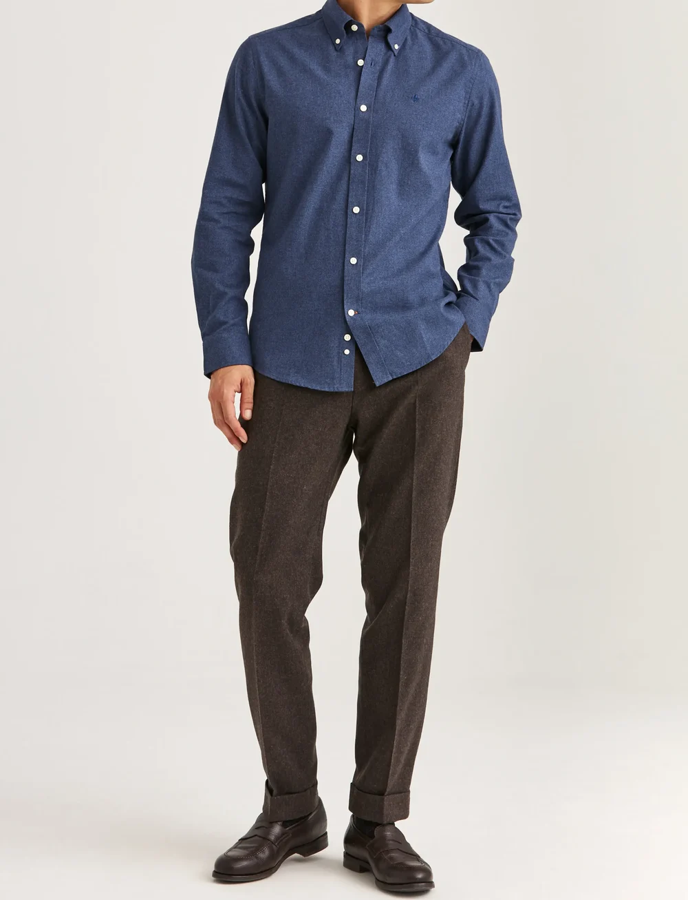 Morris - Watts Flannel Shirt-Slim Fit - basic shirts - navy - 3
