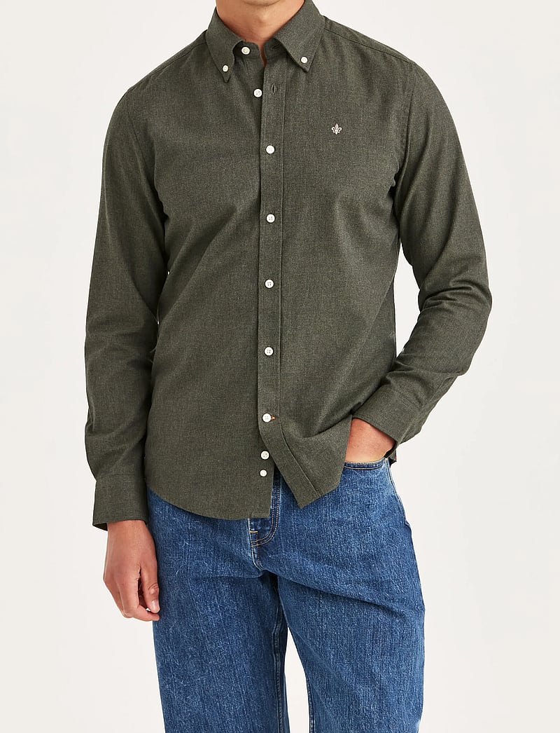 Morris - Watts Flannel Shirt-Slim Fit - flanellskjortor - olive - 0