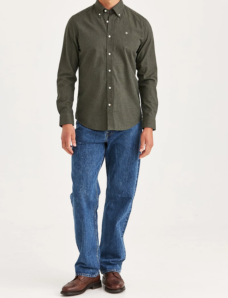 Morris - Watts Flannel Shirt-Slim Fit - flanellskjortor - olive - 3