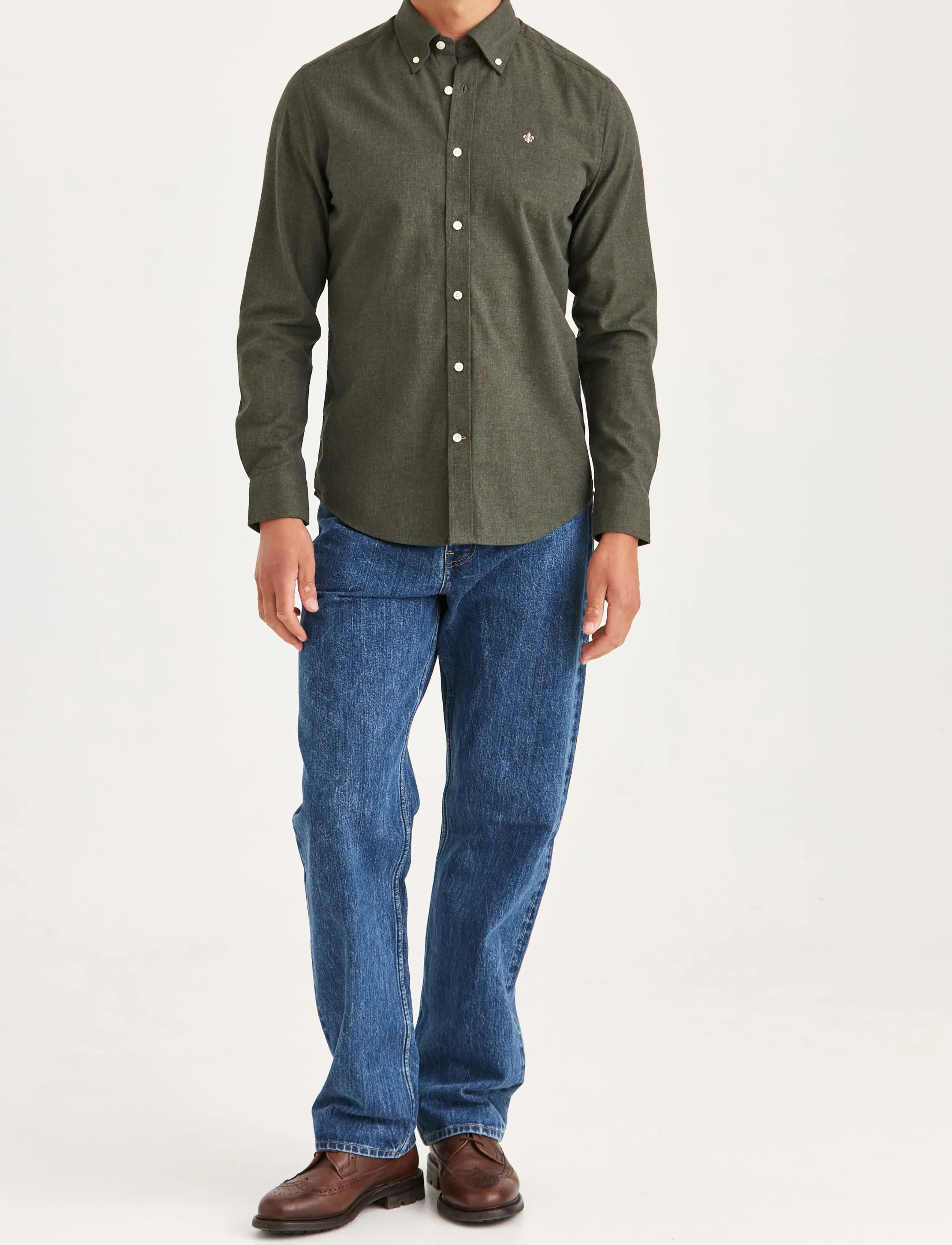Morris - Watts Flannel Shirt-Slim Fit - olive - 3