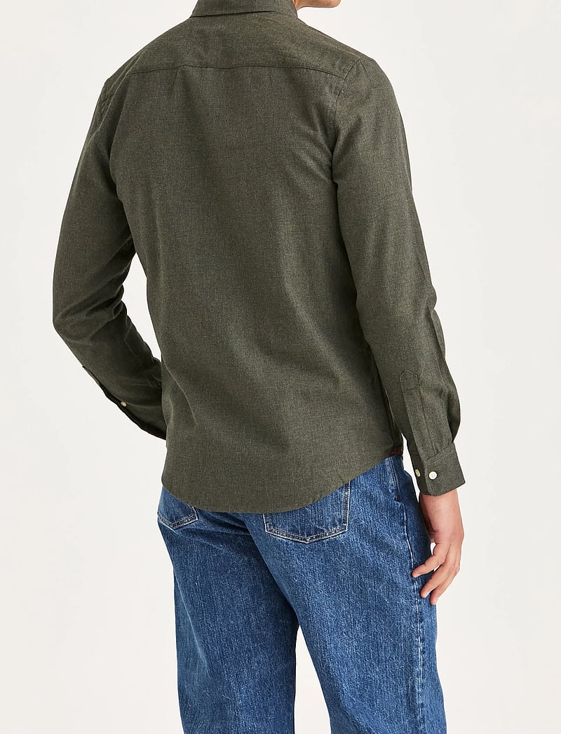 Morris - Watts Flannel Shirt-Slim Fit - flanellskjortor - olive - 4