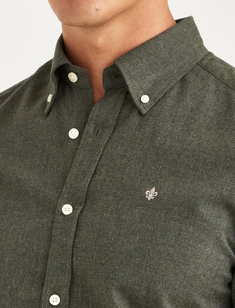 Morris - Watts Flannel Shirt-Slim Fit - flanellskjortor - olive - 5