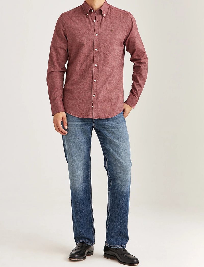 Morris - Watts Flannel Shirt-Slim Fit - basic skjortor - wine red - 3