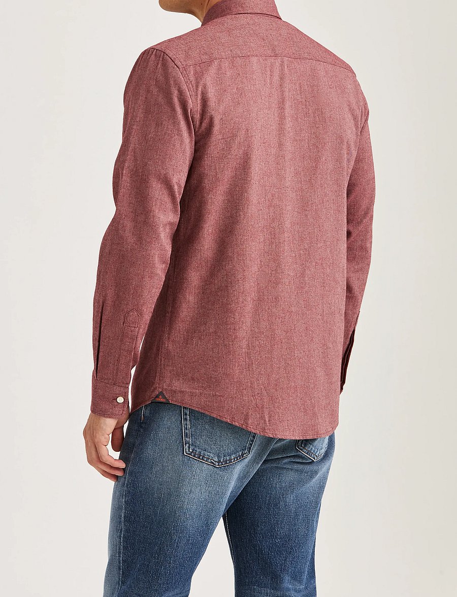 Morris - Watts Flannel Shirt-Slim Fit - wine red - 4