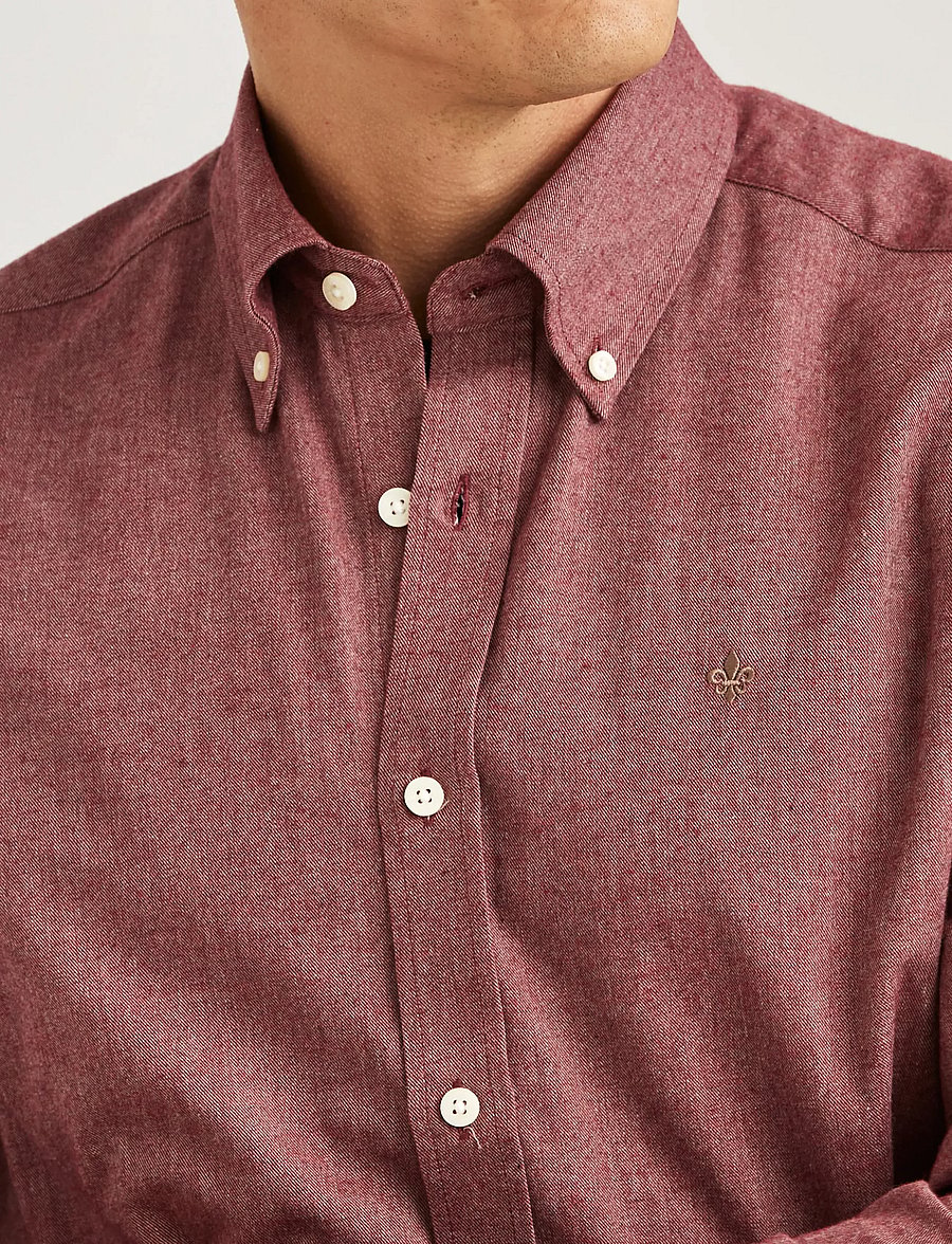 Morris - Watts Flannel Shirt-Slim Fit - wine red - 5