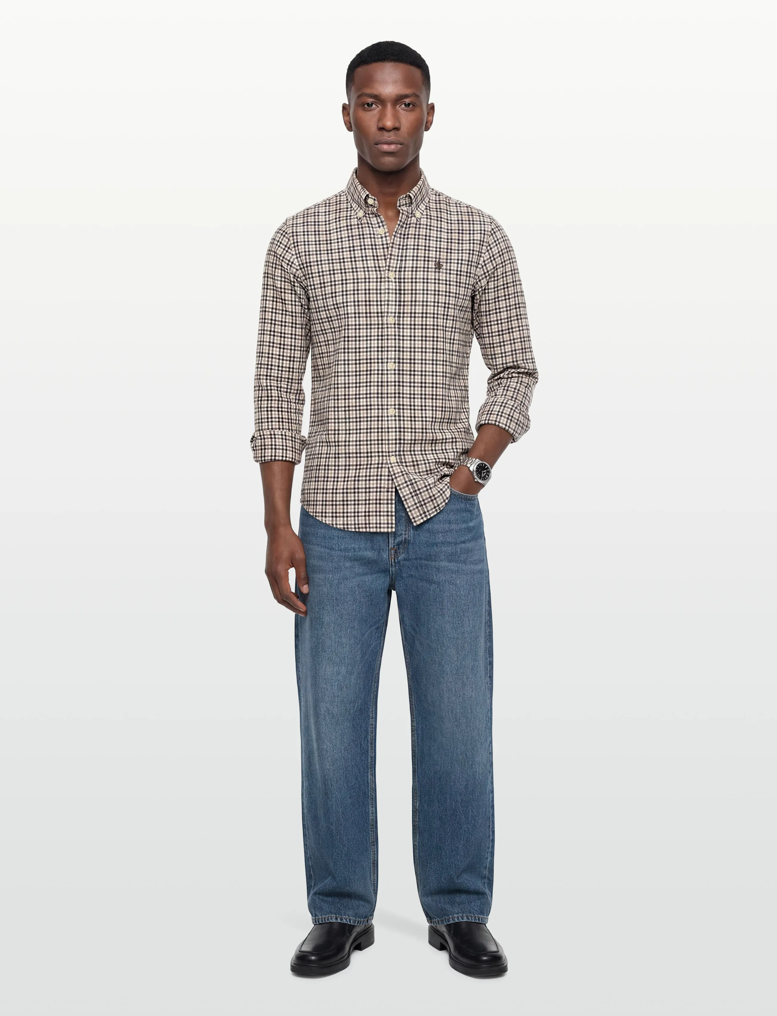 Morris - Watts Check Shirt-Slim Fit - brown - 0