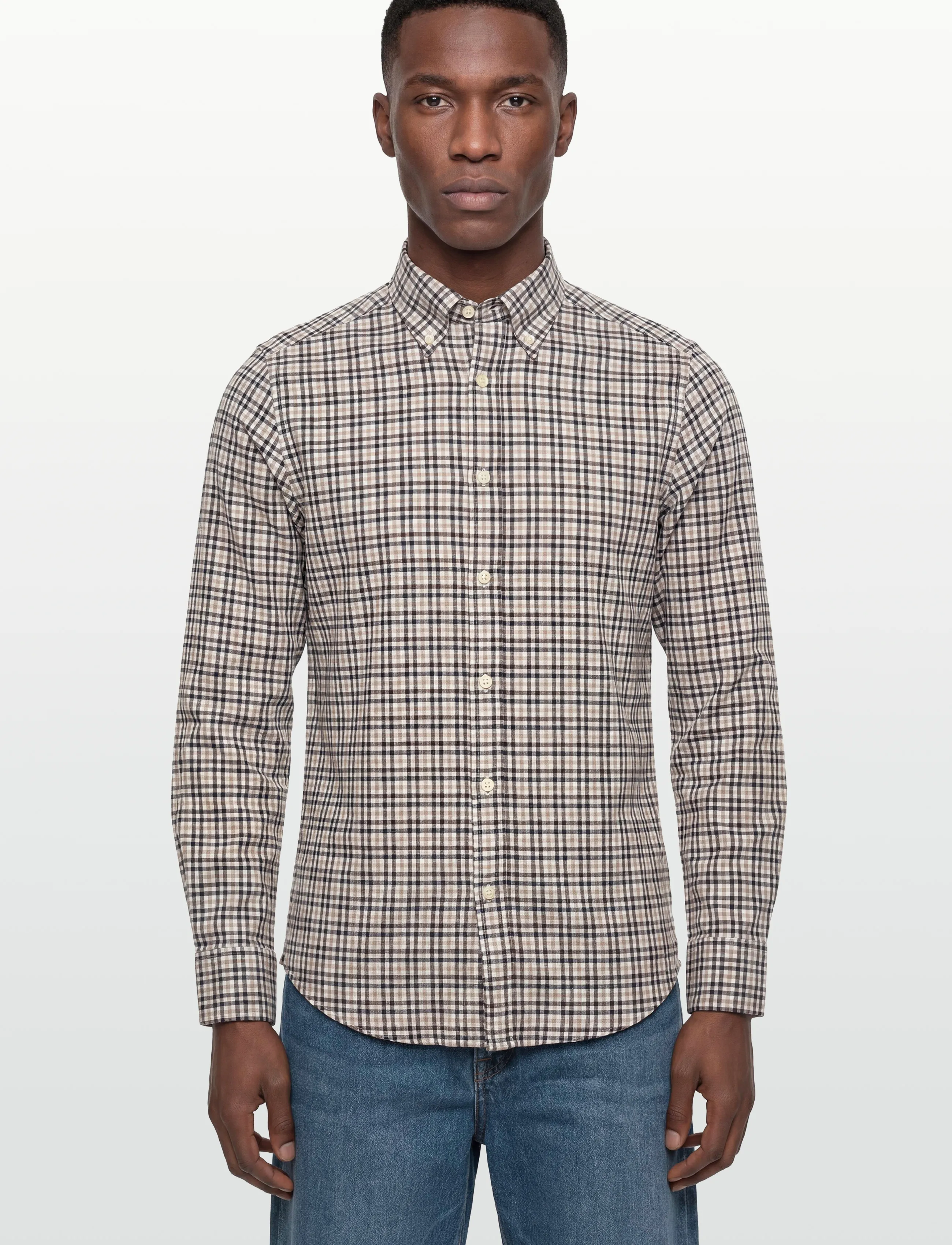 Morris - Watts Check Shirt-Slim Fit - brown - 3