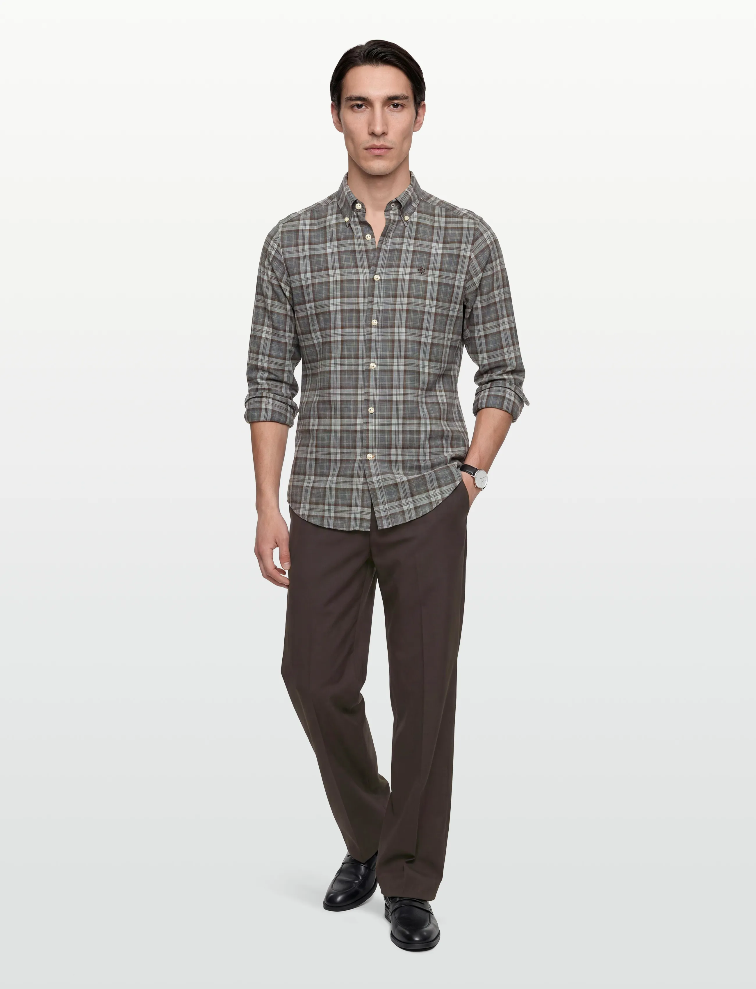 Morris - Watts Check Shirt-Slim Fit - grey - 0