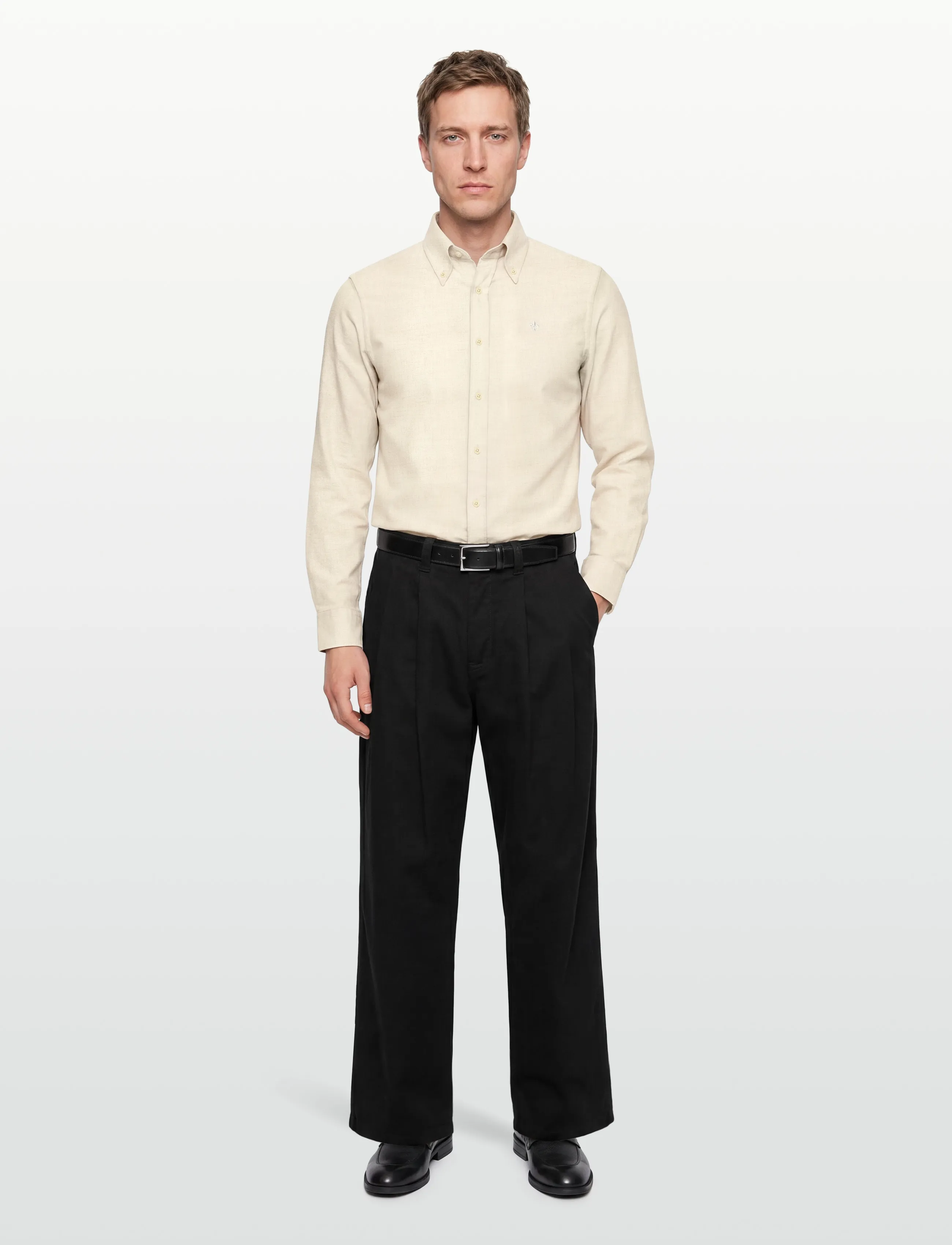 Morris Twill Flannel Shirt-Slim Fit, XS, Cream, Shirts > Flannel Shirts, Herre