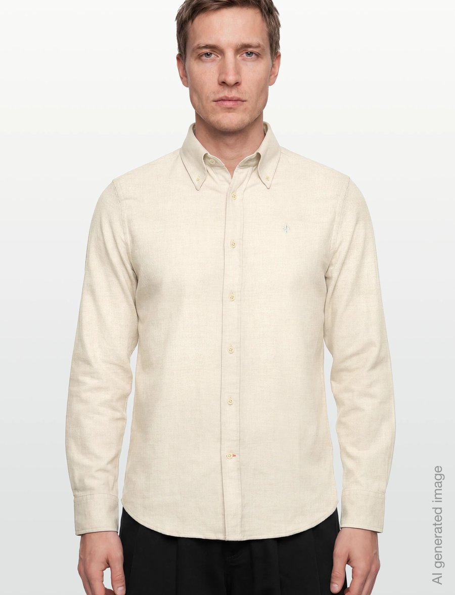 Morris - Twill Flannel Shirt-Slim Fit - flanell-hemden - off white - 3
