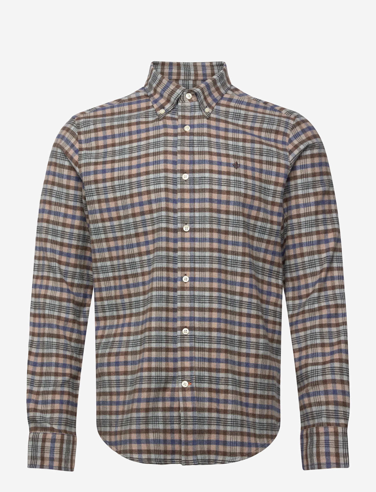 Morris - Flannel Check Shirt-Slim Fit - basic skjortor - brown - 1
