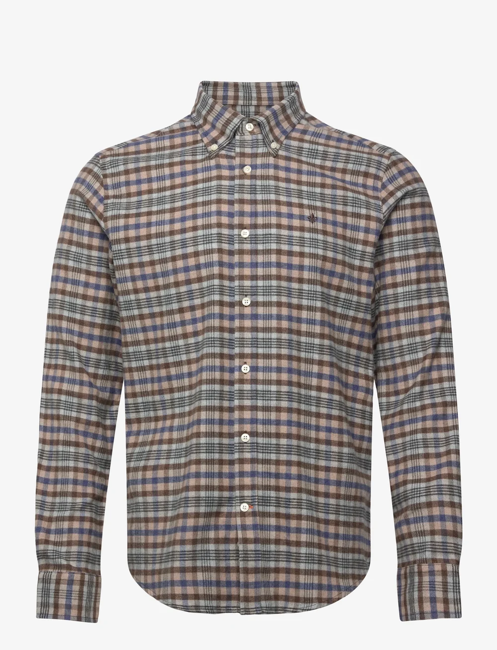 Morris - Flannel Check Shirt-Slim Fit - tavalised t-särgid - brown - 1