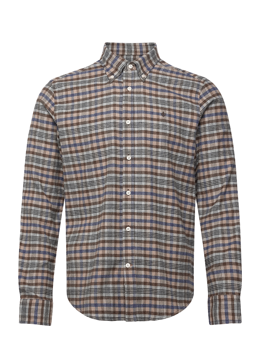 Morris - Flannel Check Shirt-Slim Fit - flannel skyrtur - brown - 1