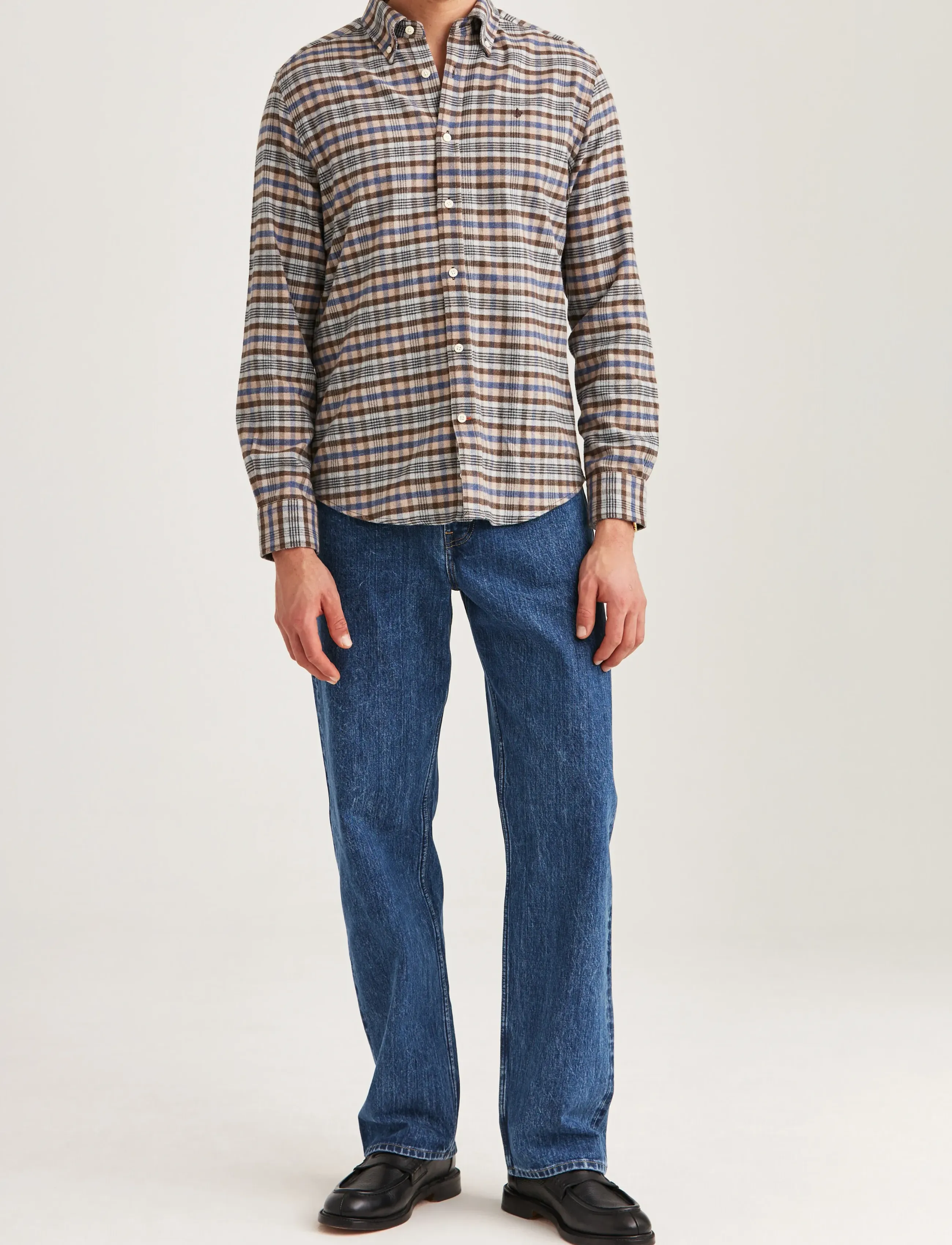 Morris - Flannel Check Shirt-Slim Fit - flannel skyrtur - brown - 3