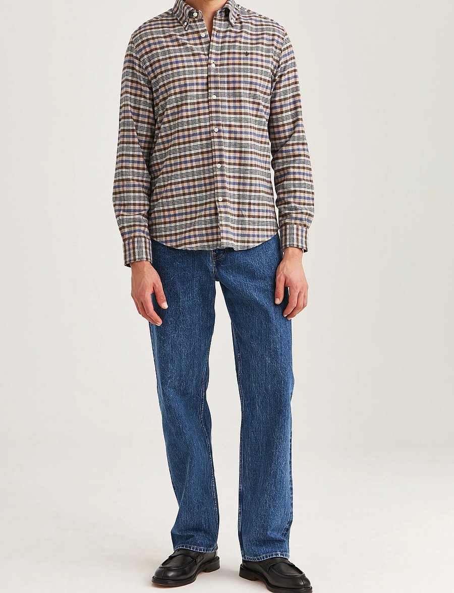 Morris - Flannel Check Shirt-Slim Fit - flannel-skjorter - brown - 3