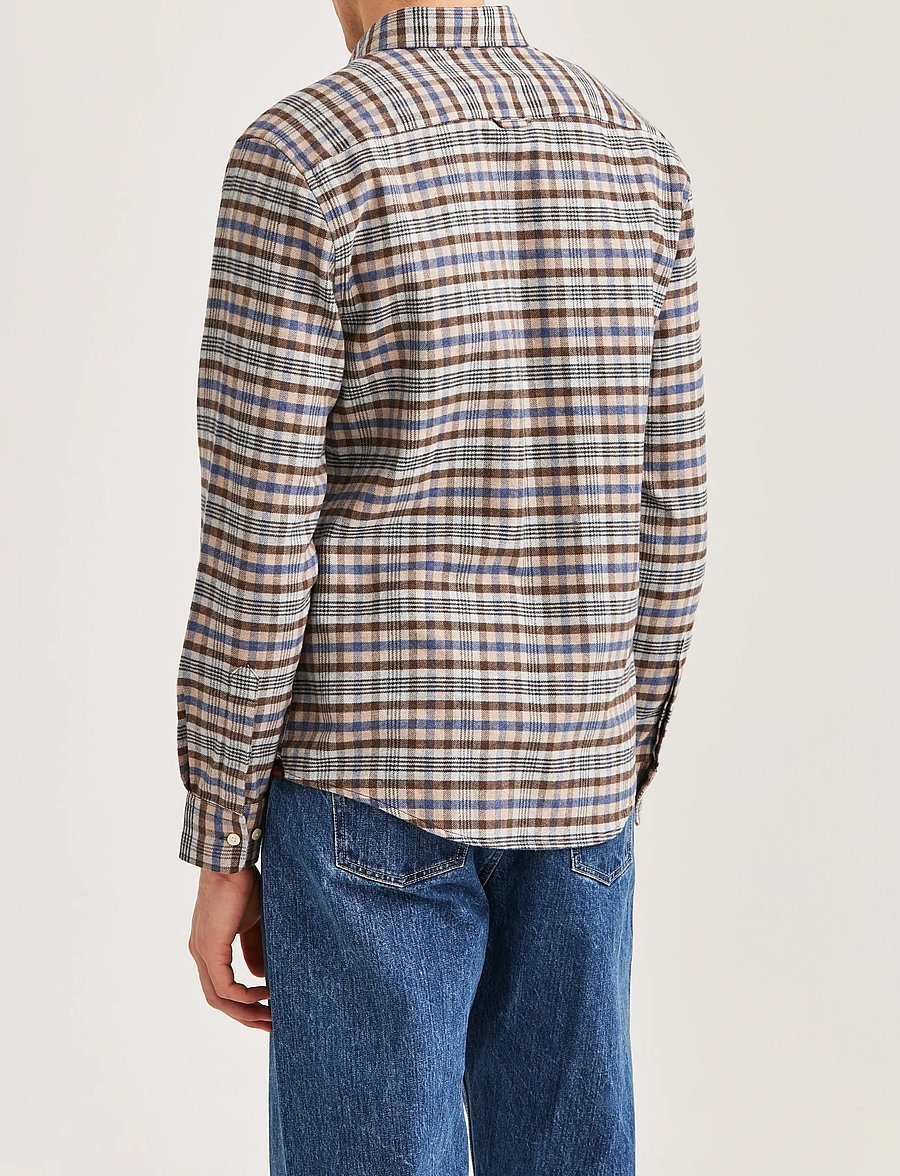 Morris - Flannel Check Shirt-Slim Fit - flannel skyrtur - brown - 4
