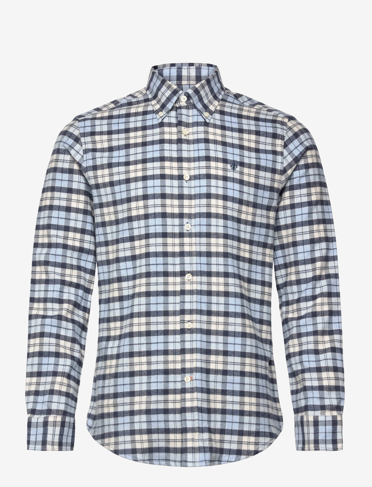 Morris - Flannel Check Shirt-Slim Fit - basic skjorter - light blue - 1