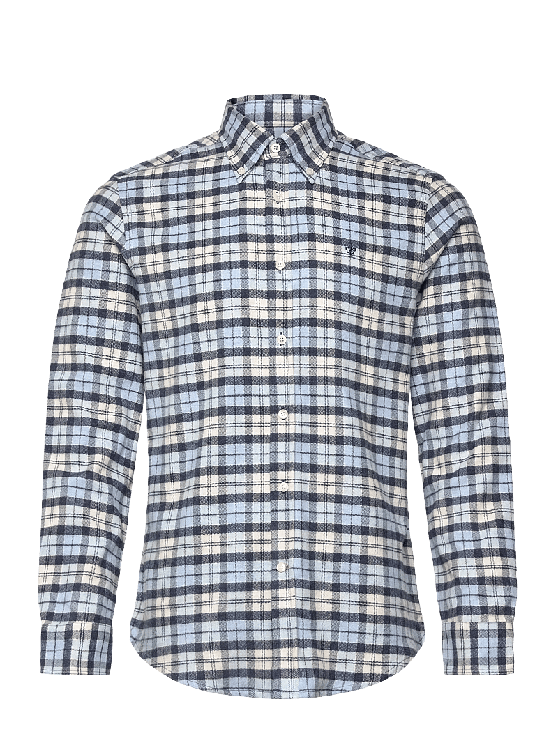 Morris - Flannel Check Shirt-Slim Fit - basic skjorter - light blue - 1