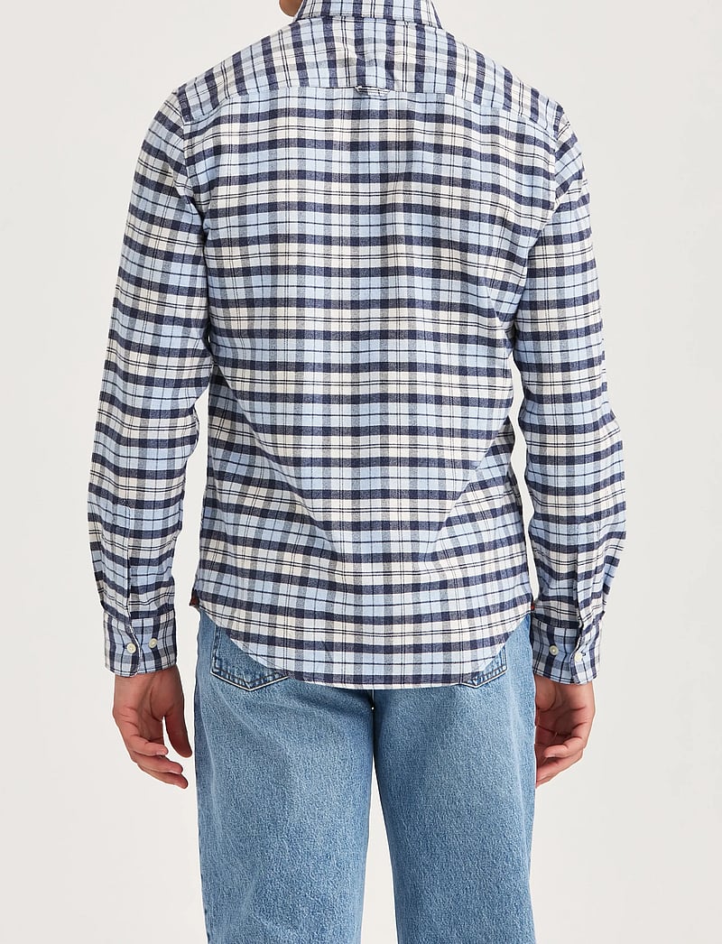 Morris - Flannel Check Shirt-Slim Fit - basic skjorter - light blue - 4