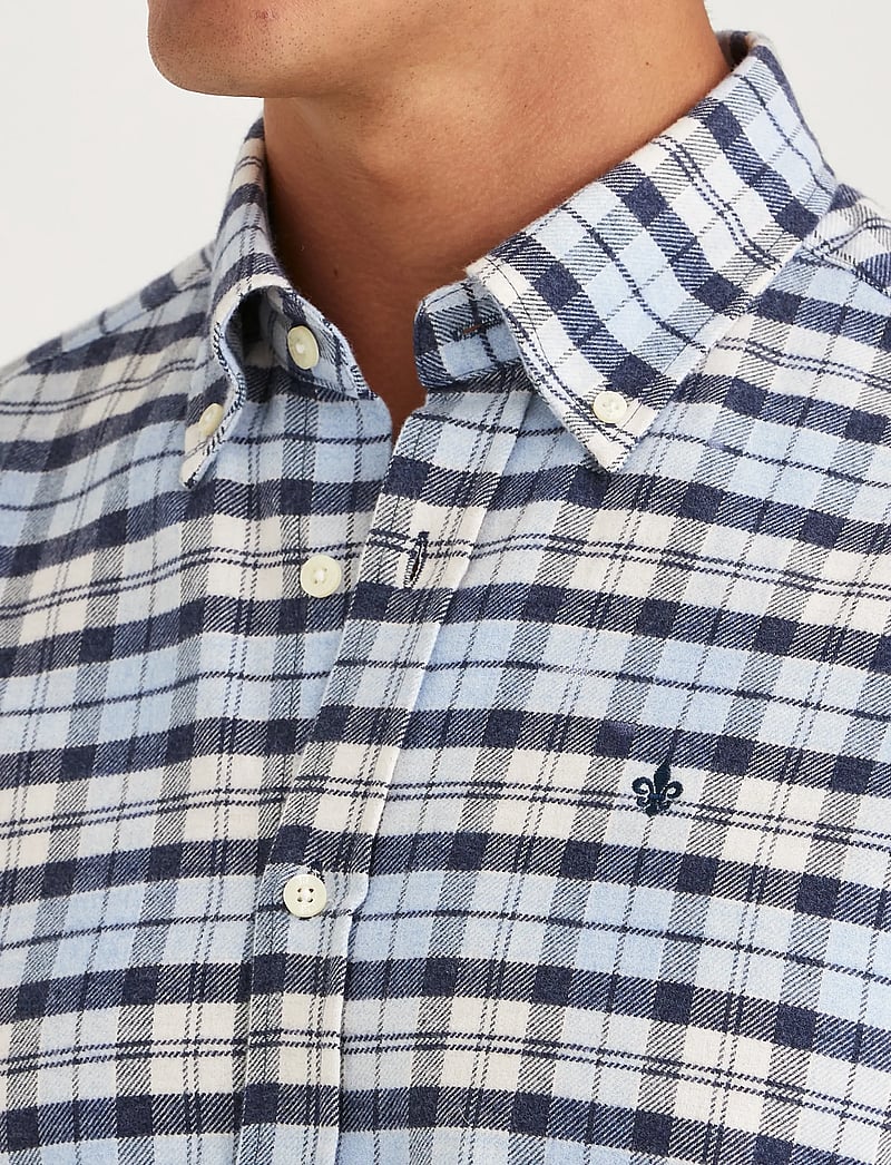 Morris - Flannel Check Shirt-Slim Fit - basic skjorter - light blue - 5