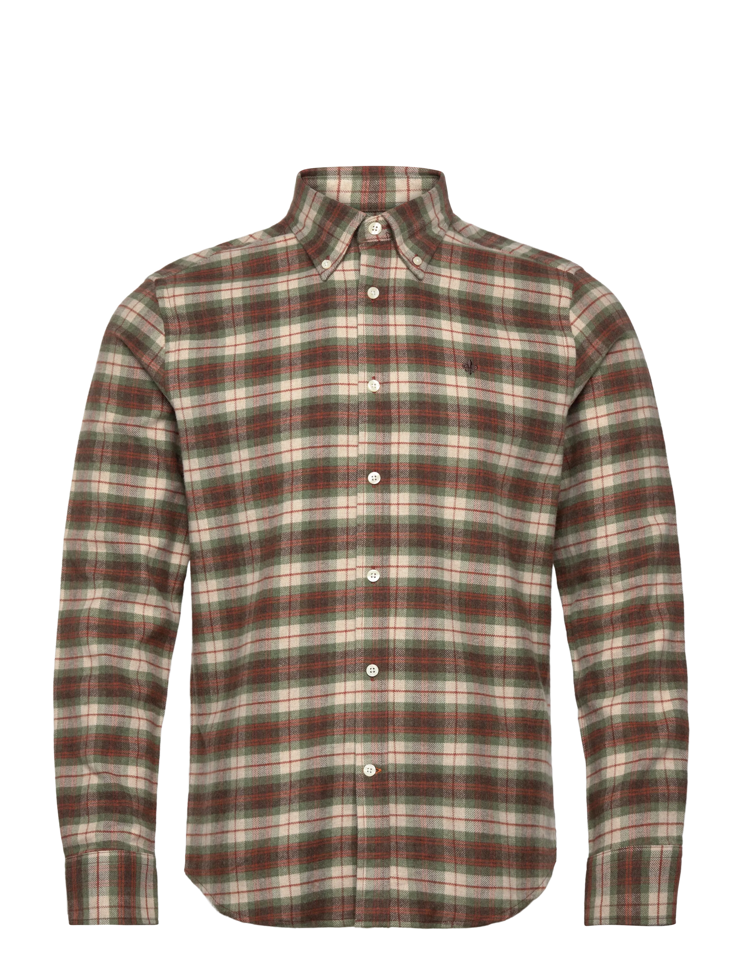 Morris Flannel Check Shirt-Slim Fit - Ruudulised särgid - OLIVE / multi