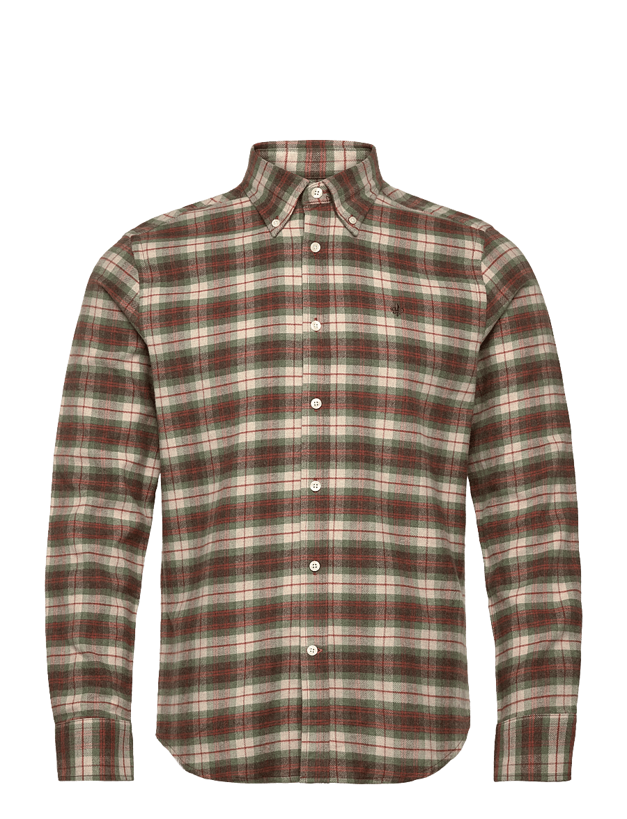 Morris - Flannel Check Shirt-Slim Fit - flanellskjorter - olive - 1