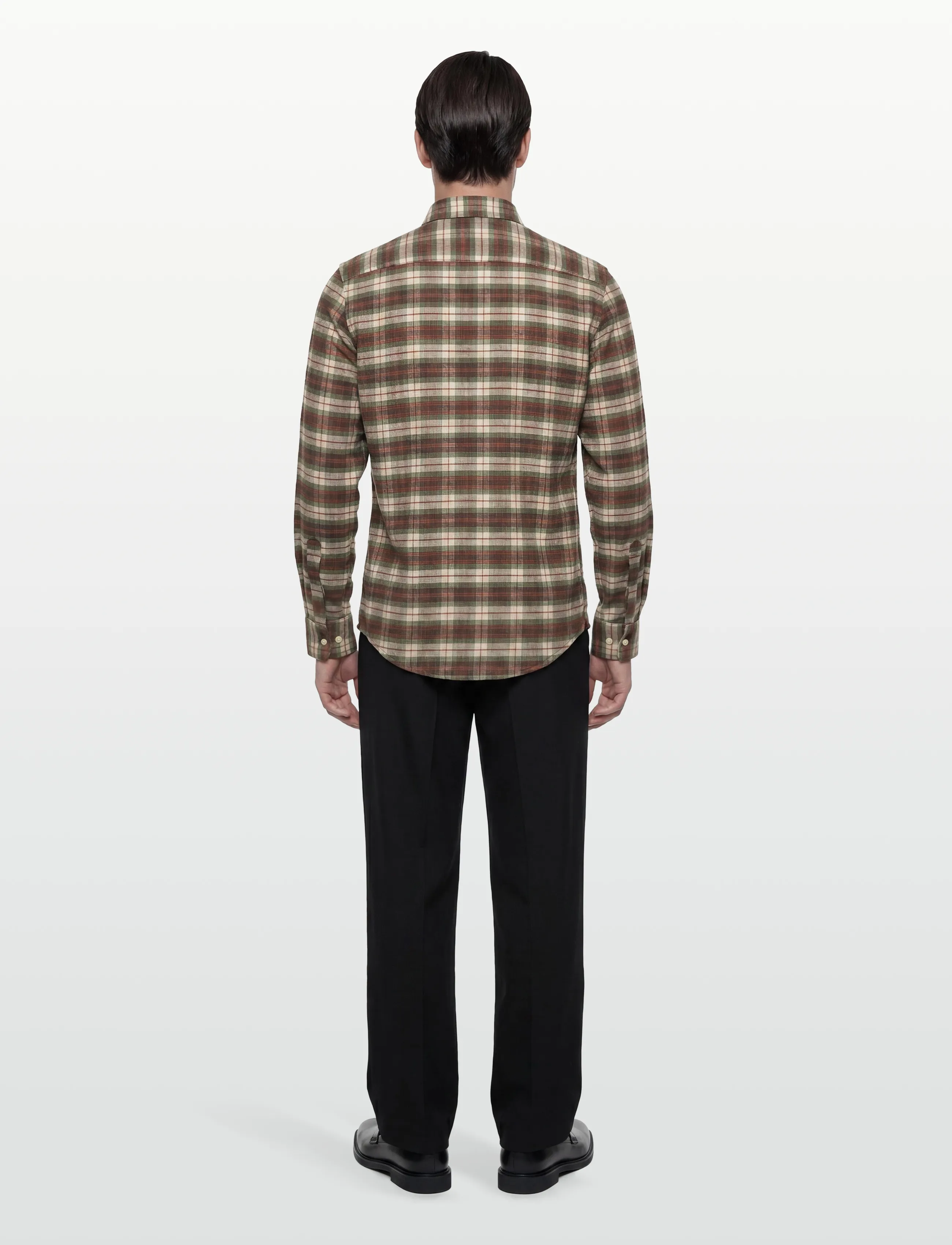 Morris - Flannel Check Shirt-Slim Fit - flanellskjorter - olive - 4
